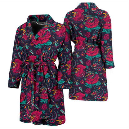 Old School Tattoo Print Men Bath Robe-JTAMIGO.COM