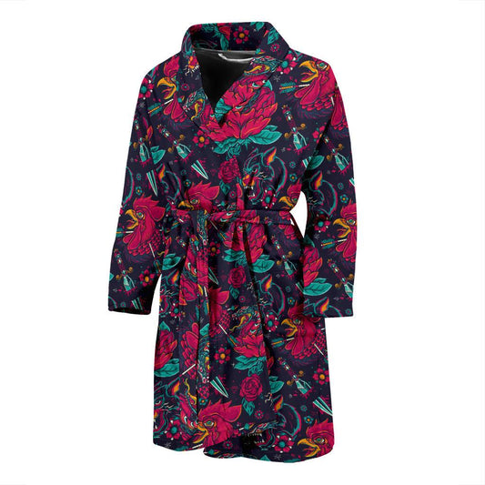 Old School Tattoo Print Men Bath Robe-JTAMIGO.COM