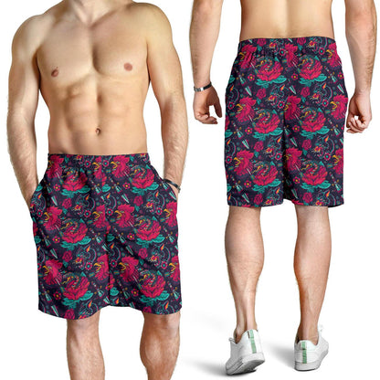 Old School Tattoo Print Mens Shorts-JTAMIGO.COM