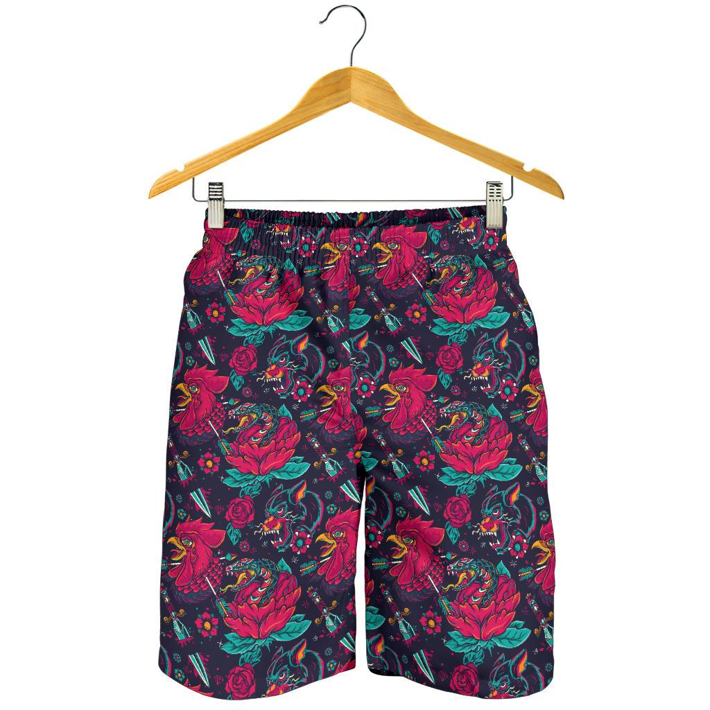 Old School Tattoo Print Mens Shorts-JTAMIGO.COM