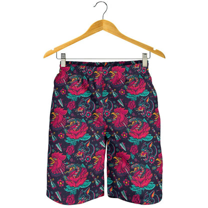 Old School Tattoo Print Mens Shorts-JTAMIGO.COM