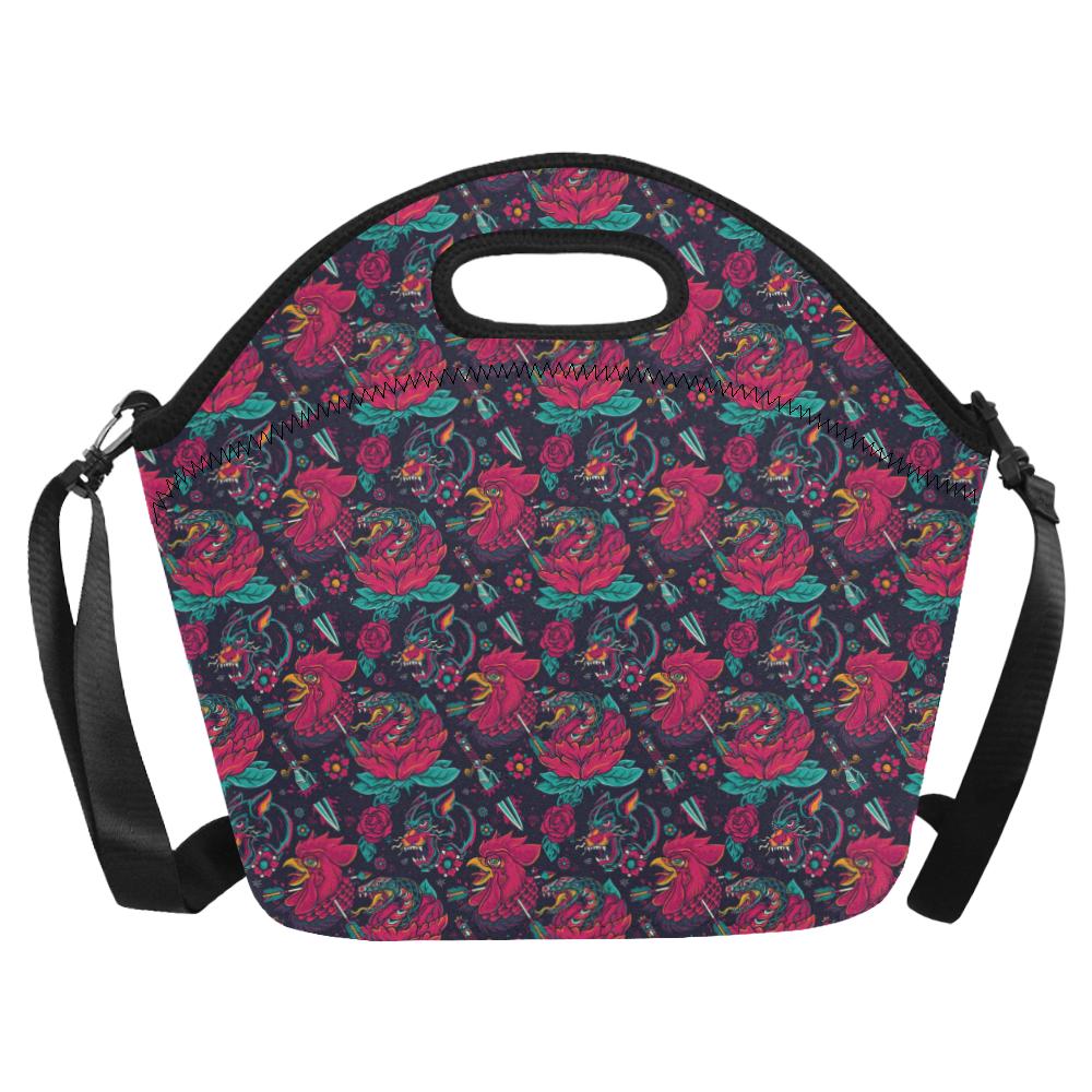 Old School Tattoo Print Neoprene Lunch Bag (Model 1669)(Large)-JTAMIGO.COM