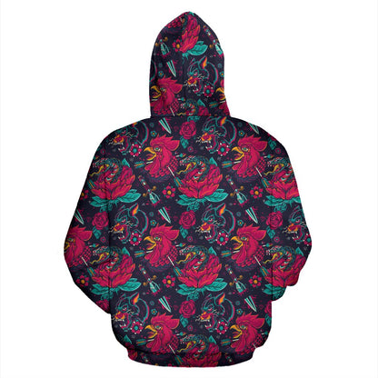 Old School Tattoo Print Pullover Hoodie