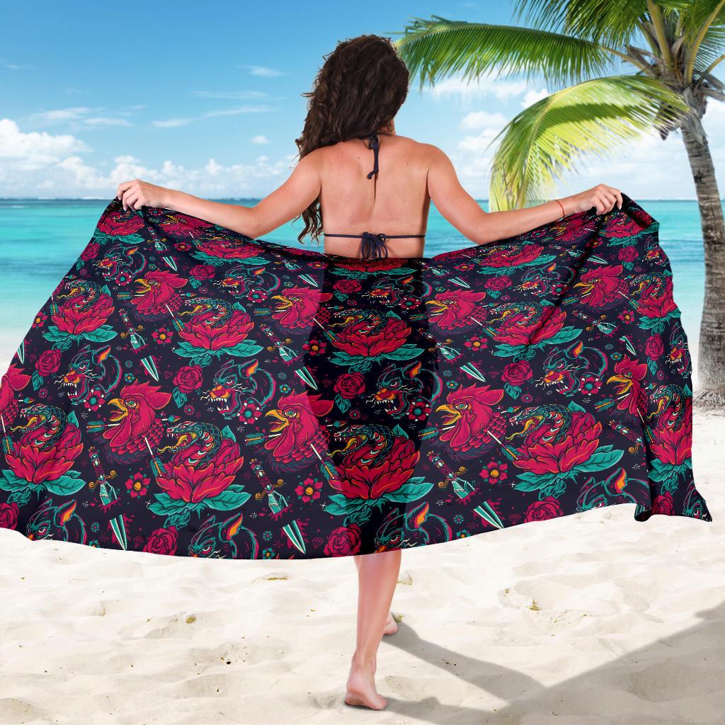 Old School Tattoo Print Sarong Pareo Wrap
