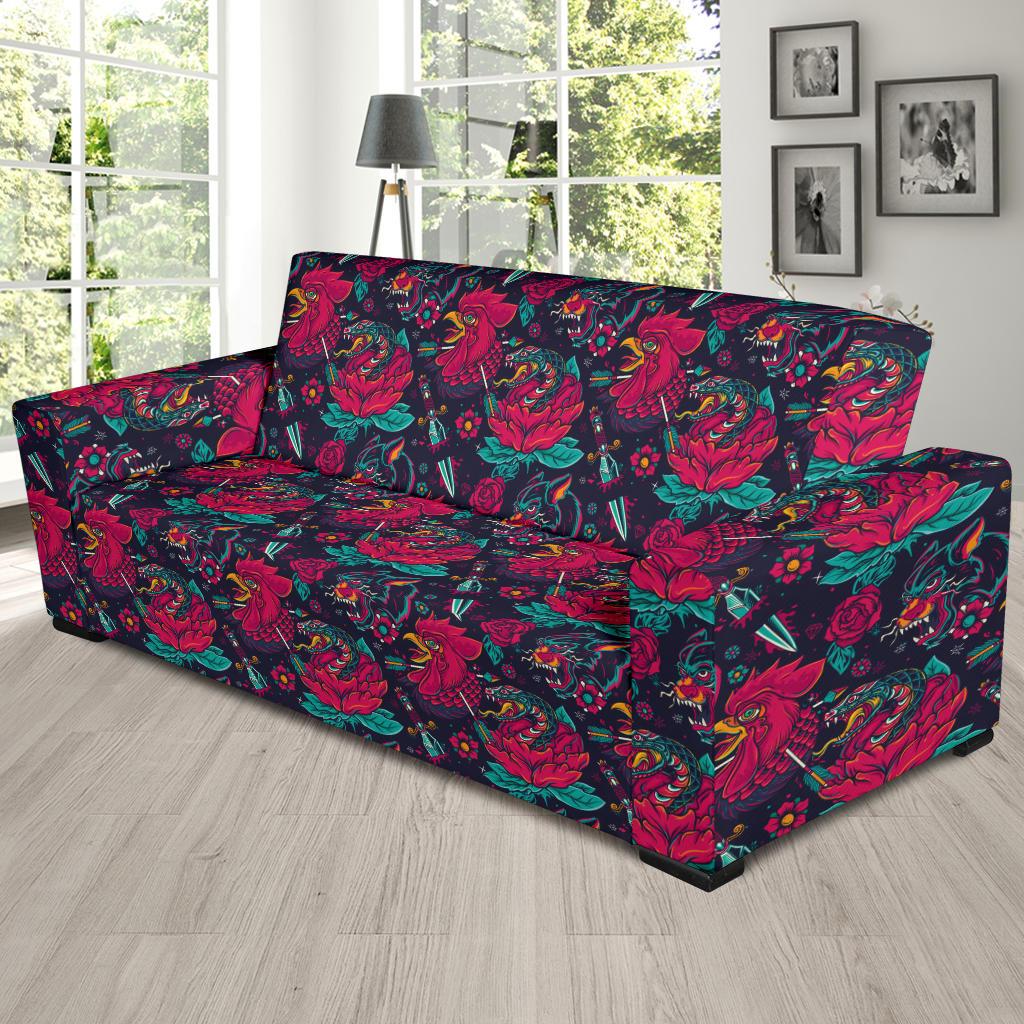 Old School Tattoo Print Sofa Slipcover-JTAMIGO.COM