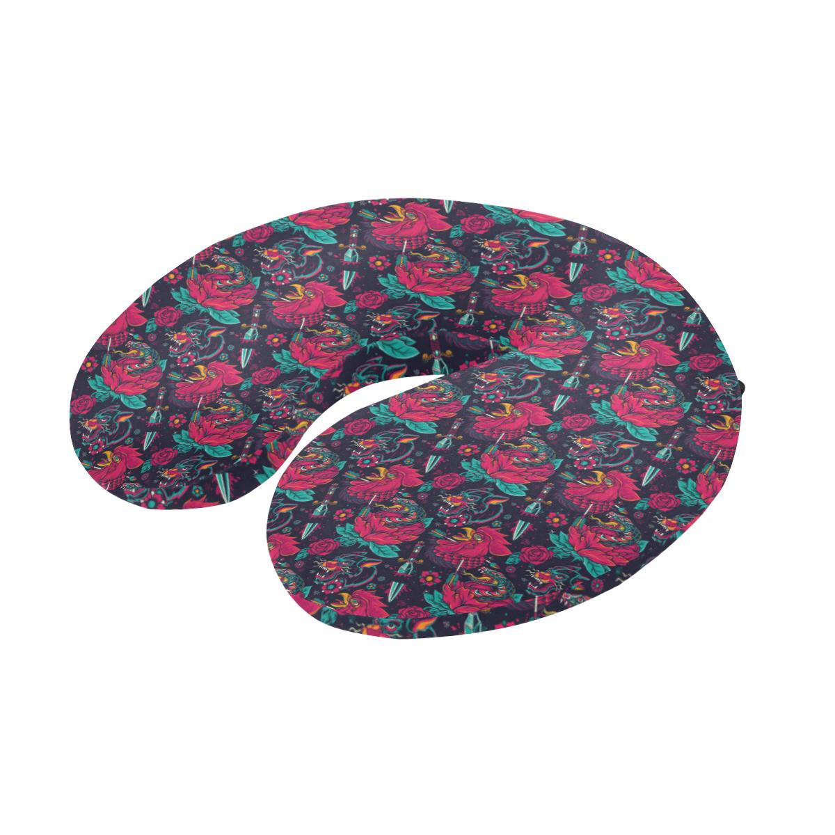 Old School Tattoo Print U-Shaped Travel Neck Pillow-JTAMIGO.COM