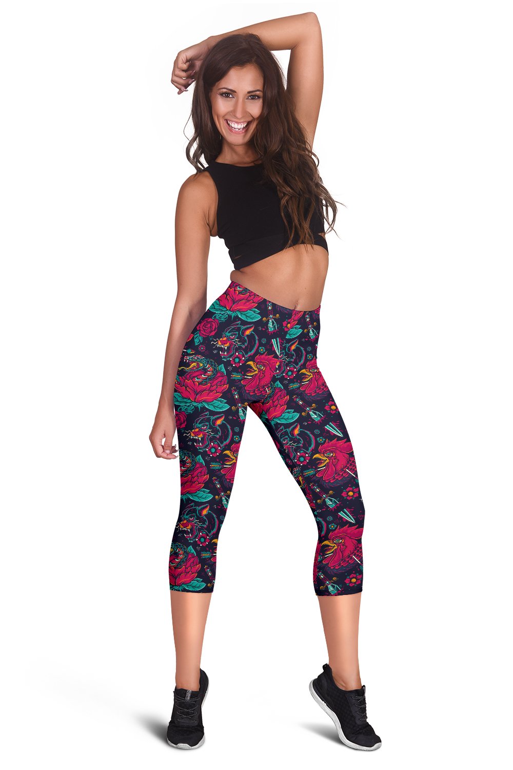 Old School Tattoo Print Women Capris