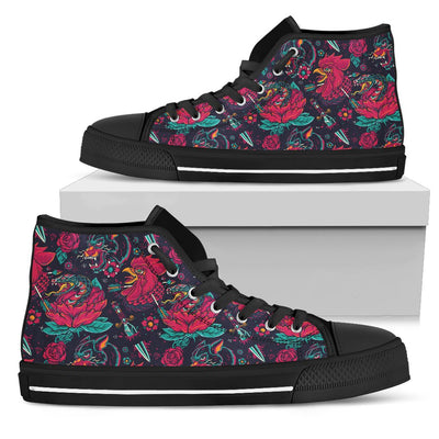 Old School Tattoo Print Women High Top Shoes