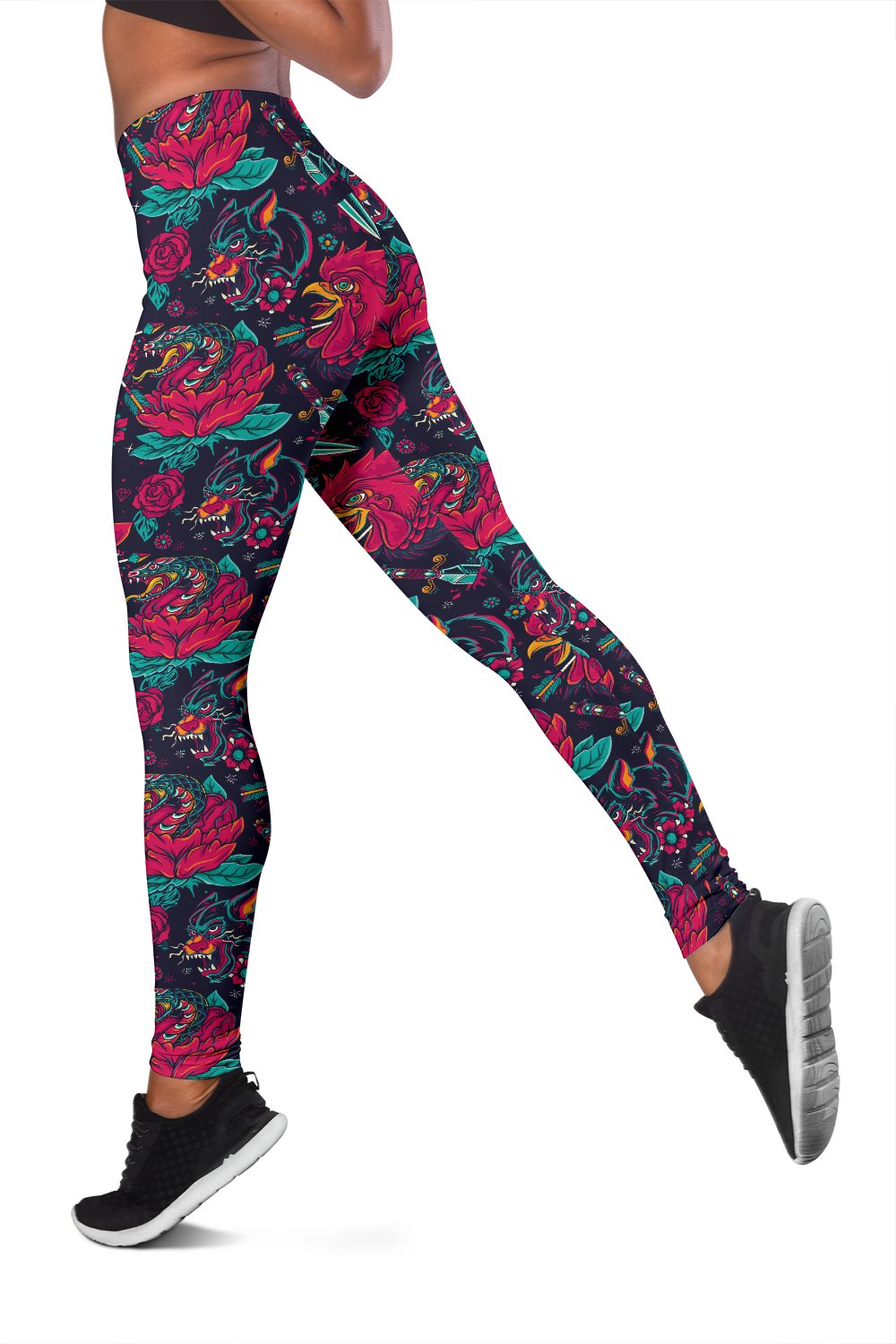 Old School Tattoo Print Women Leggings