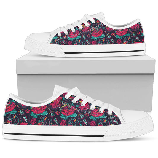 Old School Tattoo Print Women Low Top Shoes-JTAMIGO.COM