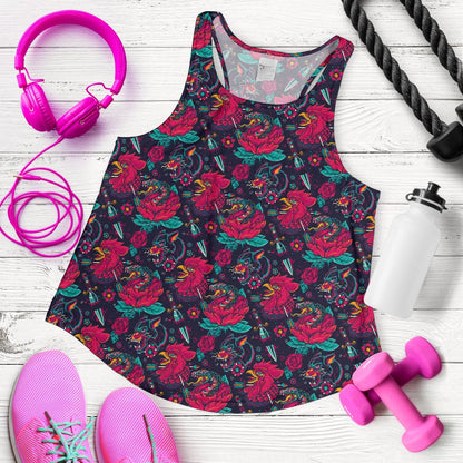 Old School Tattoo Print Women Racerback Tank Top