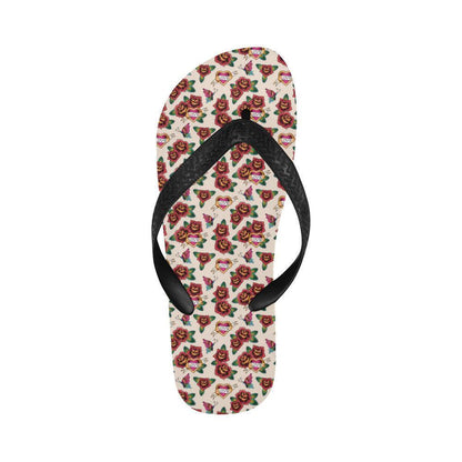Old School Tattoo Rose Pattern Flip Flops-JTAMIGO.COM