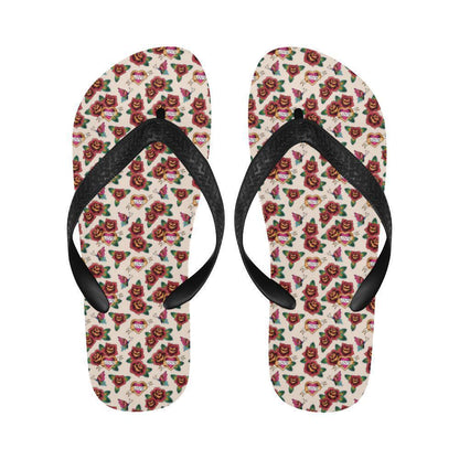 Old School Tattoo Rose Pattern Flip Flops-JTAMIGO.COM