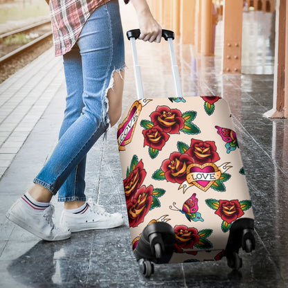 Old School Tattoo Rose Pattern Luggage Cover Protector