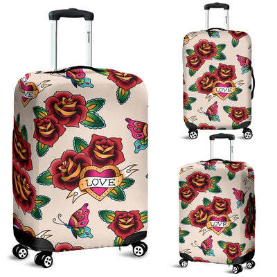 Old School Tattoo Rose Pattern Luggage Cover Protector
