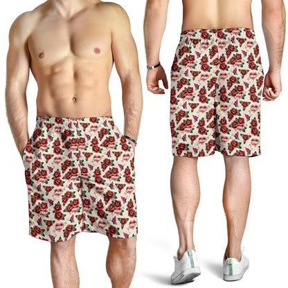 Old School Tattoo Rose Pattern Mens Shorts-JTAMIGO.COM