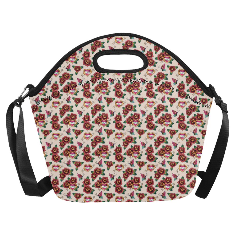 Old School Tattoo Rose Pattern Neoprene Lunch Bag (Model 1669)(Large)-JTAMIGO.COM