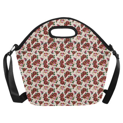Old School Tattoo Rose Pattern Neoprene Lunch Bag (Model 1669)(Large)-JTAMIGO.COM