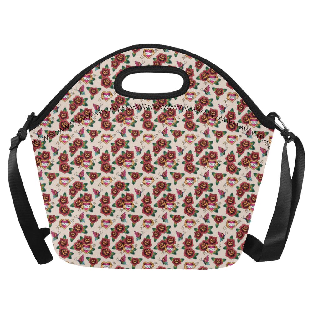 Old School Tattoo Rose Pattern Neoprene Lunch Bag (Model 1669)(Large)-JTAMIGO.COM