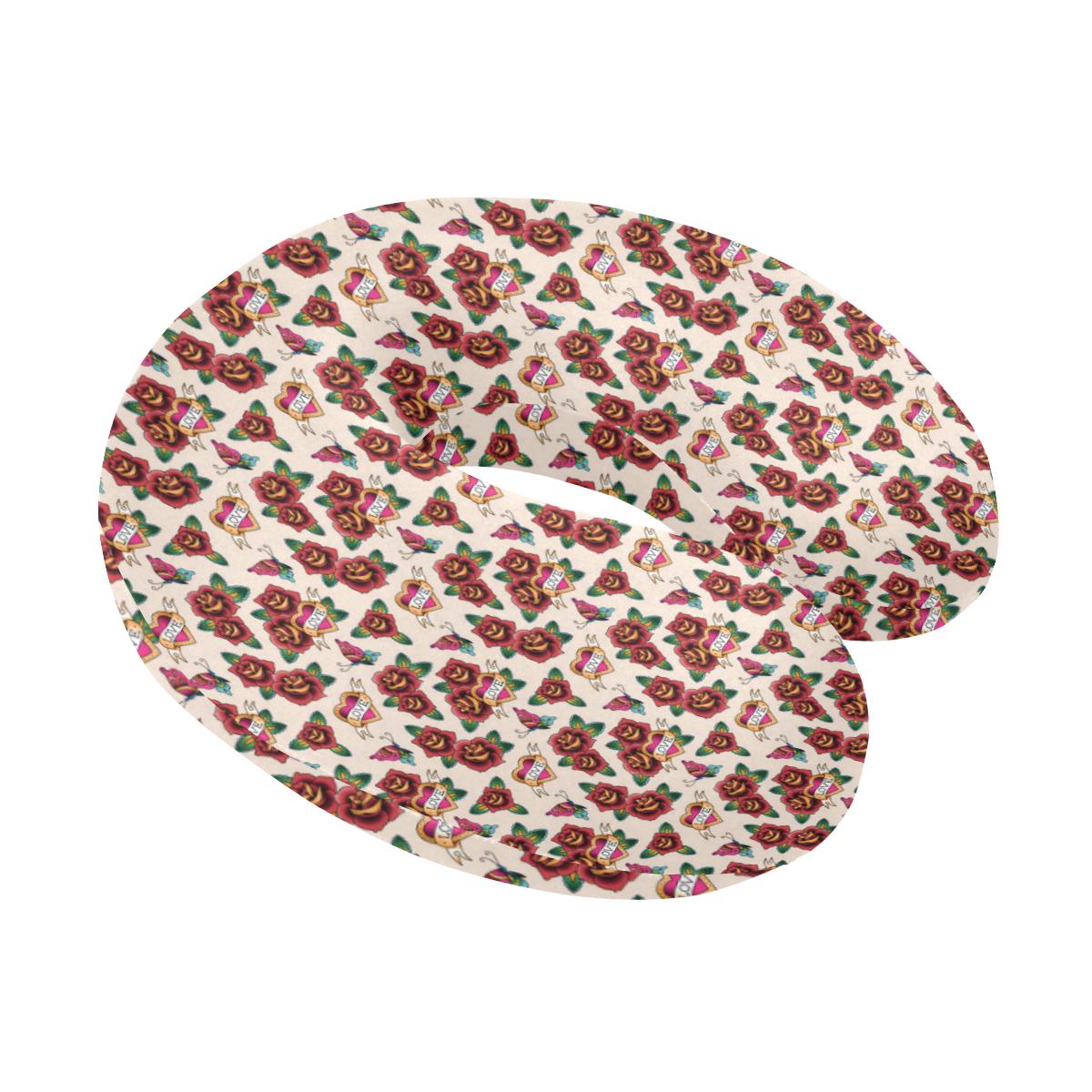 Old School Tattoo Rose Pattern U-Shaped Travel Neck Pillow-JTAMIGO.COM