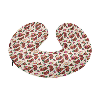 Old School Tattoo Rose Pattern U-Shaped Travel Neck Pillow-JTAMIGO.COM
