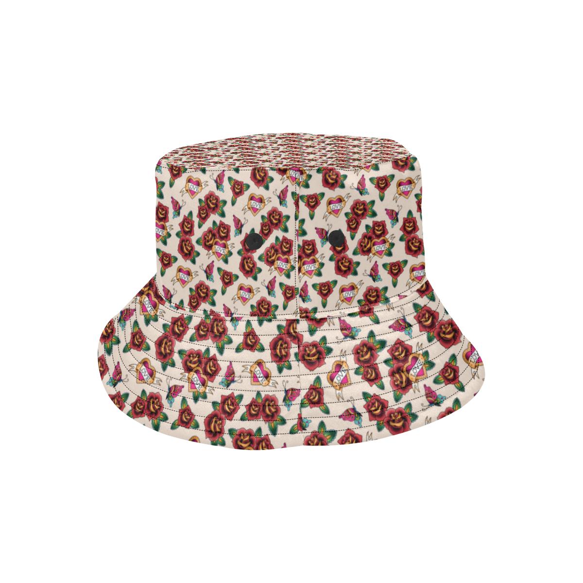 Old School Tattoo Rose Pattern Unisex Bucket Hat
