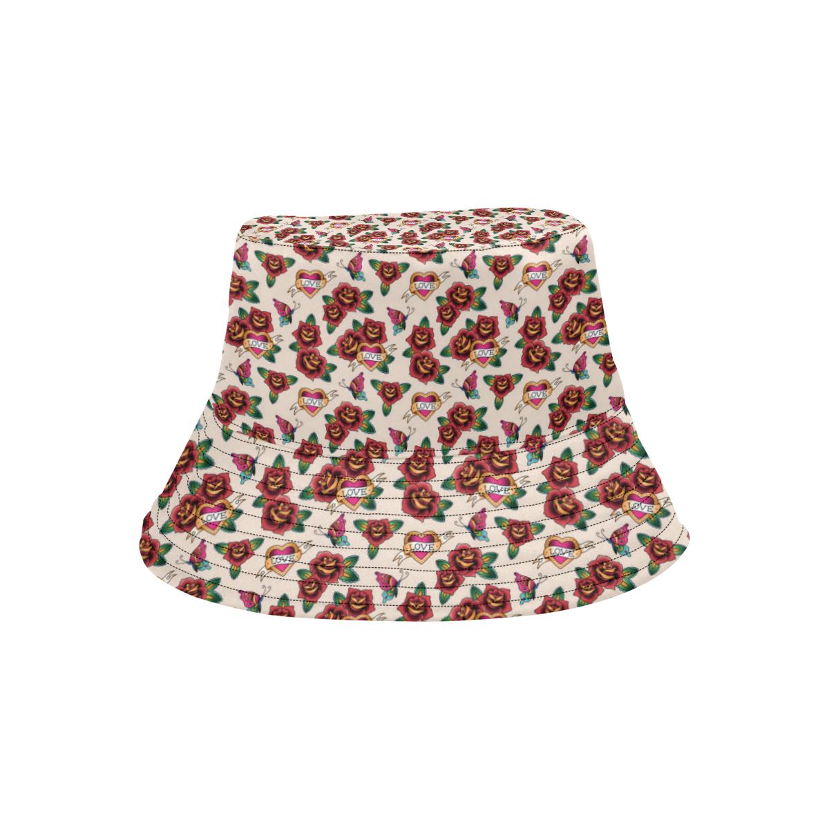 Old School Tattoo Rose Pattern Unisex Bucket Hat