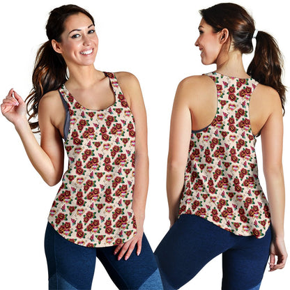 Old School Tattoo Rose Pattern Women Racerback Tank Top