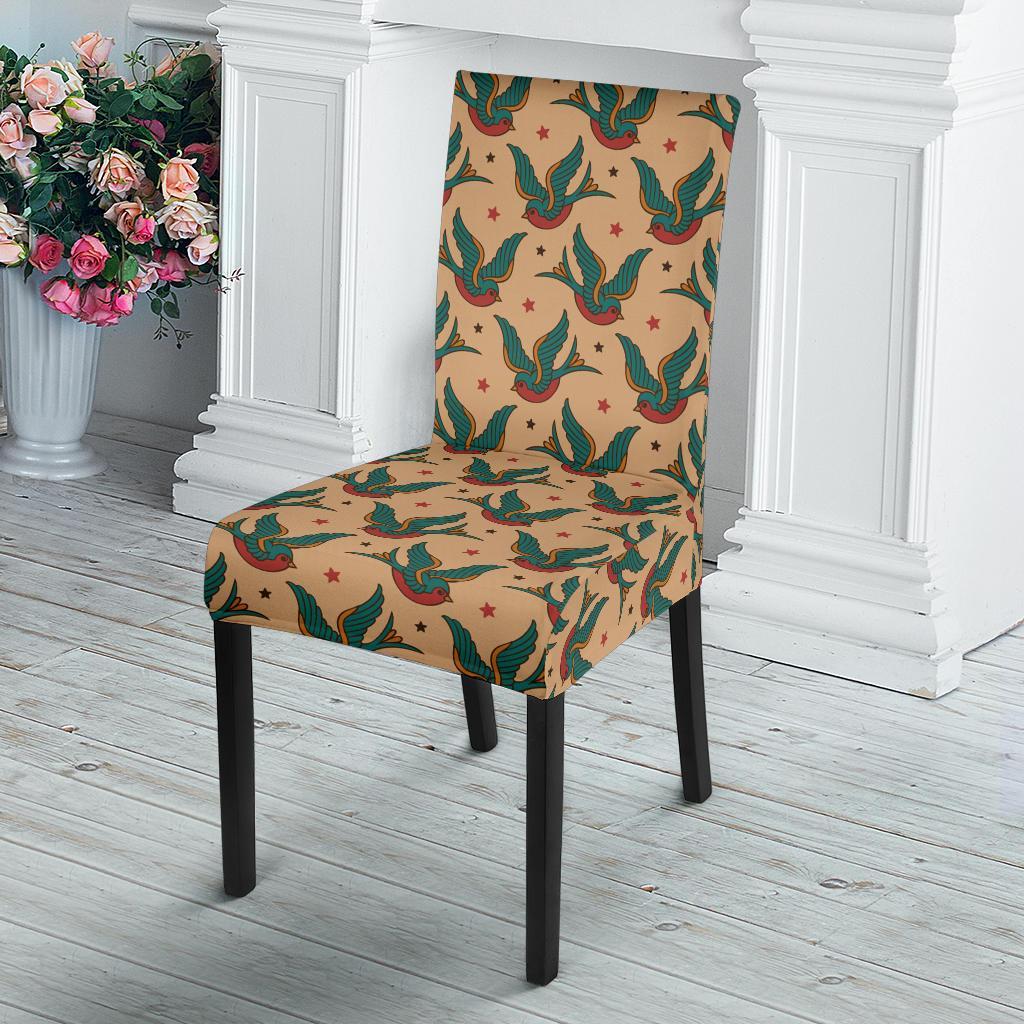 Old School Tattoo Swallow Design Dining Chair Slipcover-JTAMIGO.COM