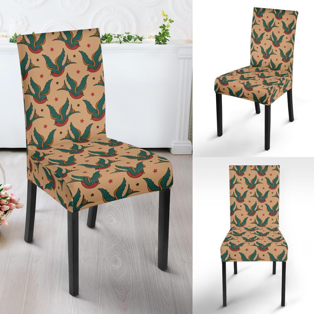 Old School Tattoo Swallow Design Dining Chair Slipcover-JTAMIGO.COM