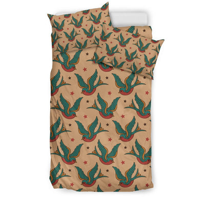 Old School Tattoo Swallow Design Duvet Cover Bedding Set