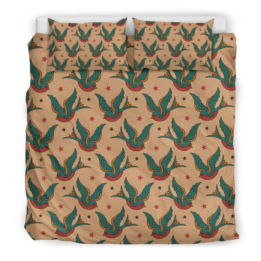 Old School Tattoo Swallow Design Duvet Cover Bedding Set