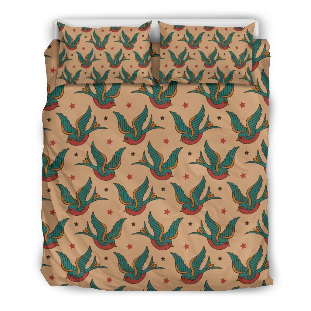 Old School Tattoo Swallow Design Duvet Cover Bedding Set