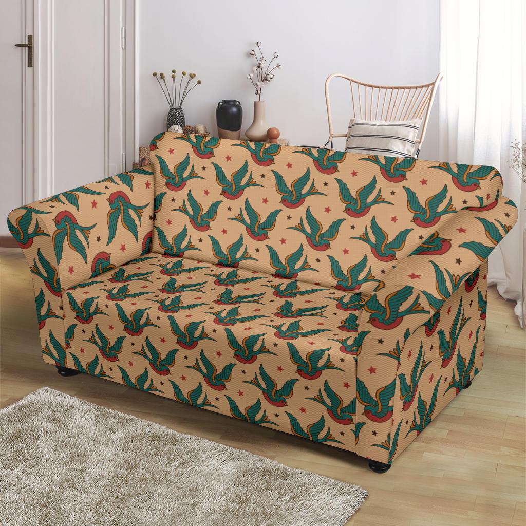 Old School Tattoo Swallow Design Loveseat Slipcover-JTAMIGO.COM