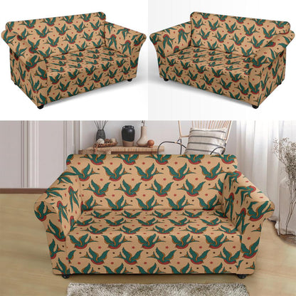 Old School Tattoo Swallow Design Loveseat Slipcover-JTAMIGO.COM