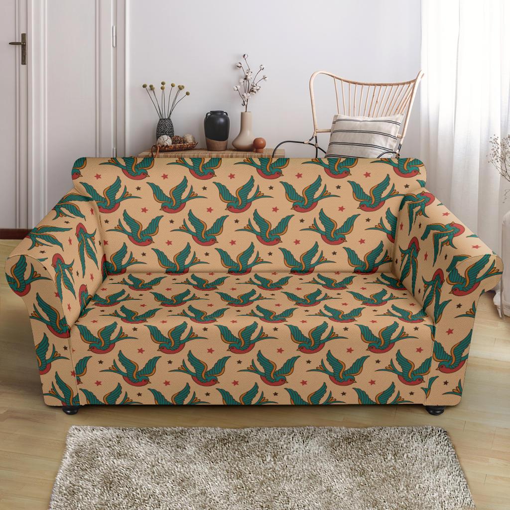 Old School Tattoo Swallow Design Loveseat Slipcover-JTAMIGO.COM