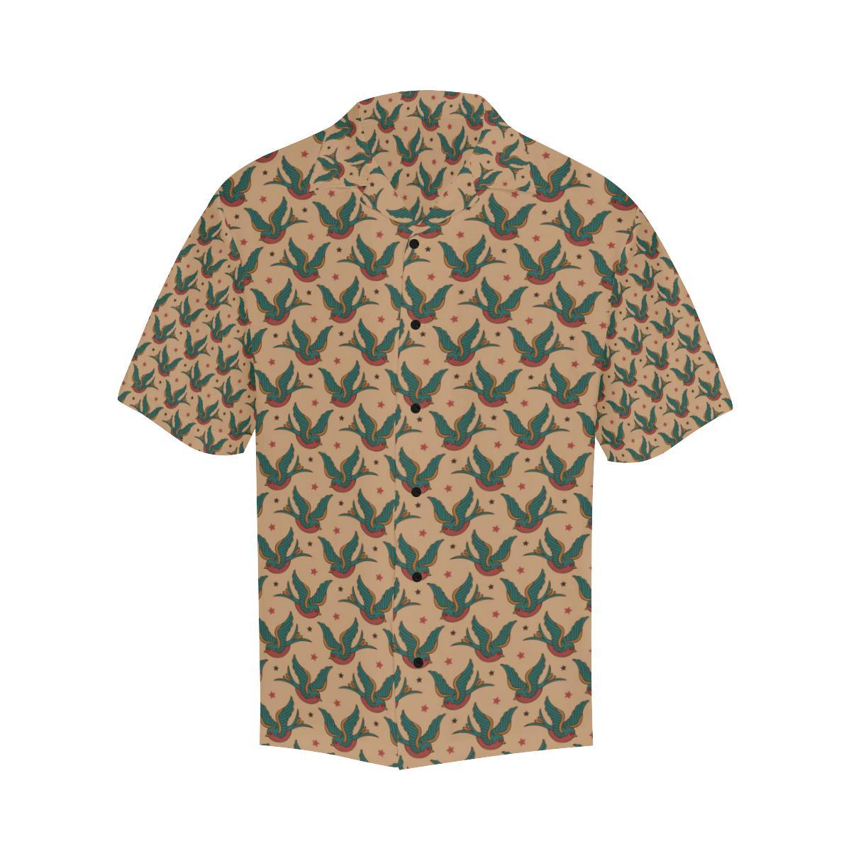 Old School Tattoo Swallow Design Men Aloha Hawaiian Shirt