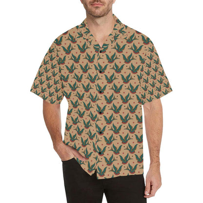 Old School Tattoo Swallow Design Men Aloha Hawaiian Shirt