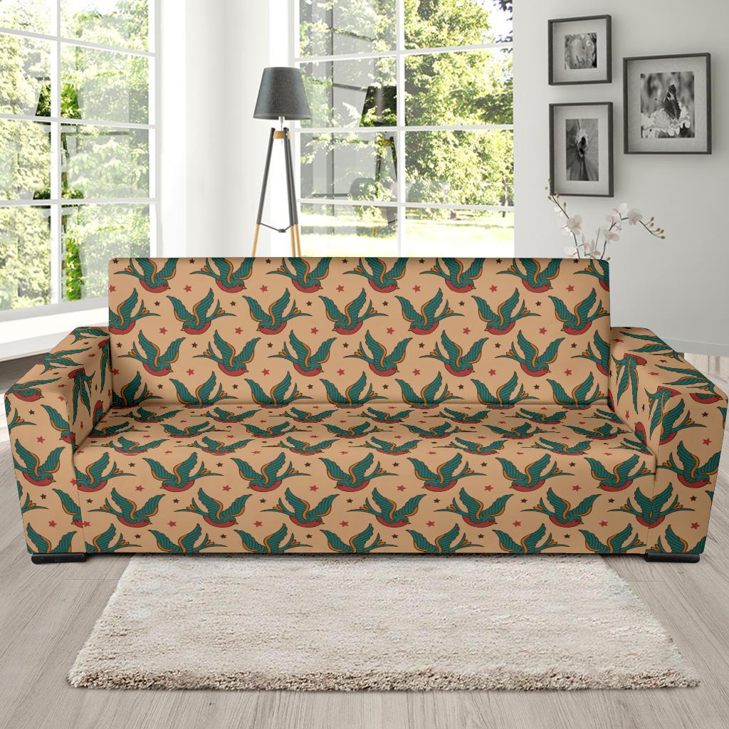 Old School Tattoo Swallow Design Sofa Slipcover-JTAMIGO.COM