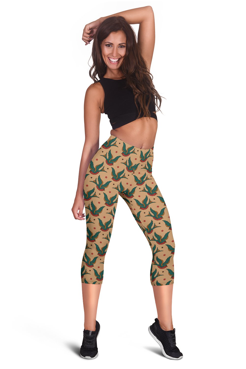 Old School Tattoo Swallow Design Women Capris