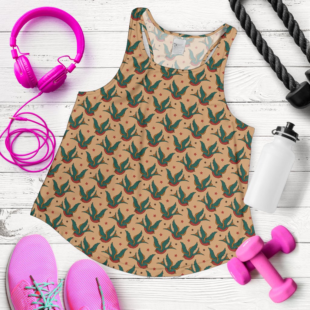 Old School Tattoo Swallow Design Women Racerback Tank Top