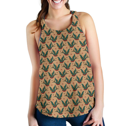 Old School Tattoo Swallow Design Women Racerback Tank Top