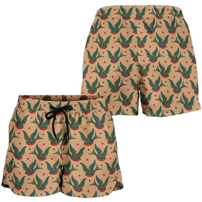 Old School Tattoo Swallow Design Women Shorts-JTAMIGO.COM