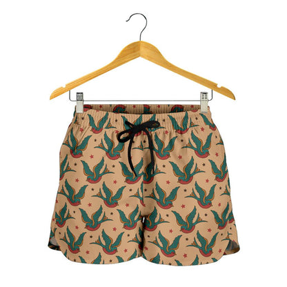 Old School Tattoo Swallow Design Women Shorts-JTAMIGO.COM