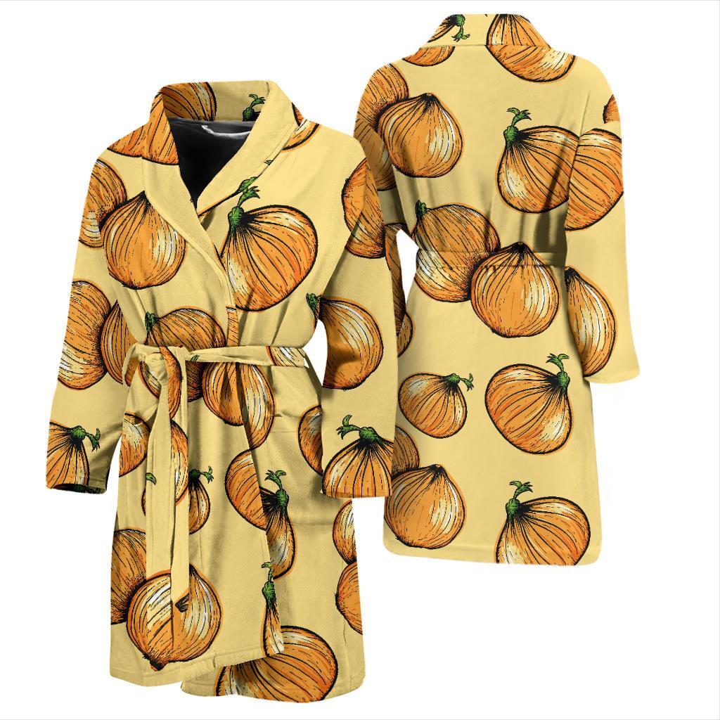 Onion Pattern Print Design A04 Men Bathrobe-JORJUNE.COM