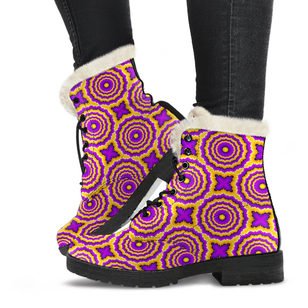 Optical illusion Expansion Faux Fur Leather Boots-JTAMIGO.COM