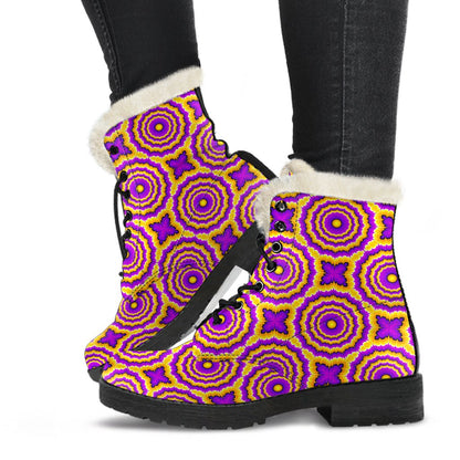 Optical illusion Expansion Faux Fur Leather Boots-JTAMIGO.COM