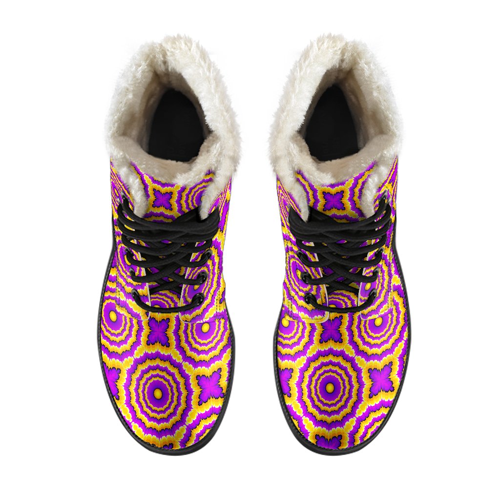 Optical illusion Expansion Faux Fur Leather Boots-JTAMIGO.COM