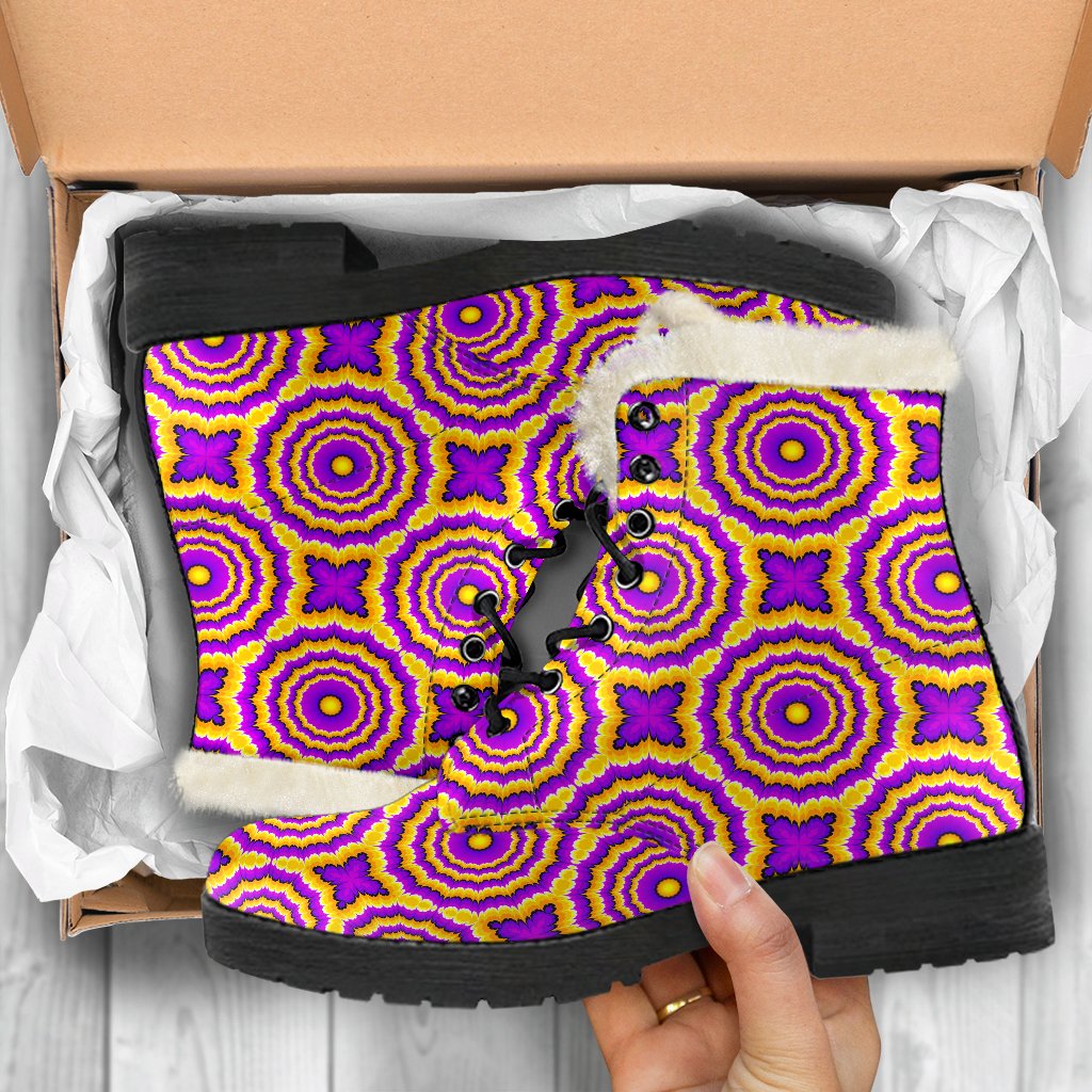 Optical illusion Expansion Faux Fur Leather Boots-JTAMIGO.COM
