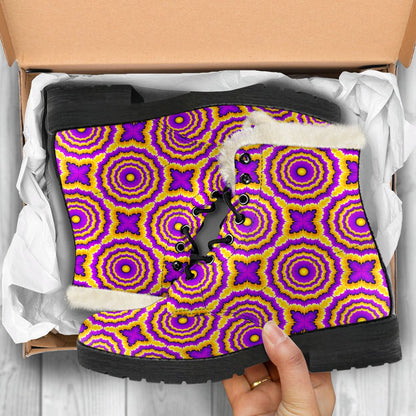 Optical illusion Expansion Faux Fur Leather Boots-JTAMIGO.COM